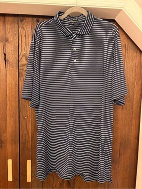 Striped Navy and White Men's Polo Shirt